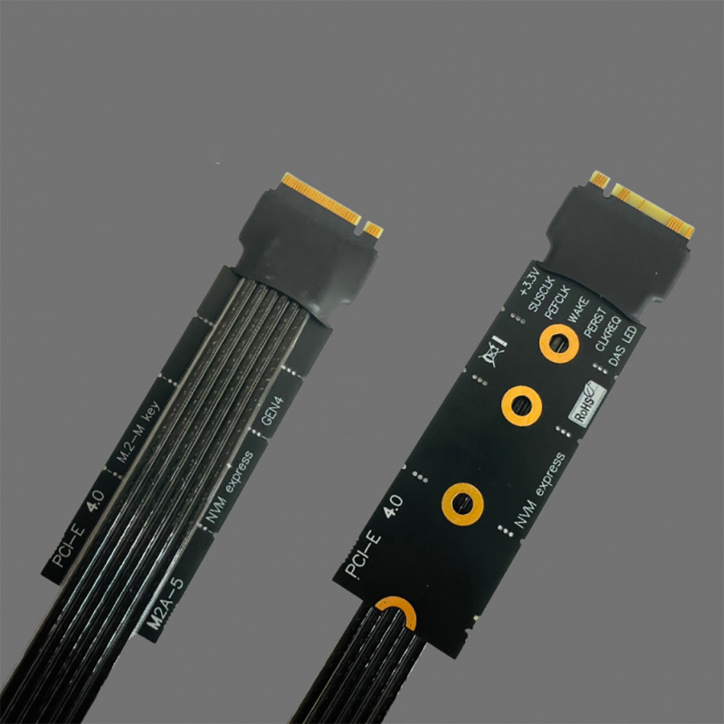 Adapter kabel M.2 NVMe Gen4 na PCIe 4.0 x4, srebrno preplæ/ženi jezgra vodiča, jednostrani konektor