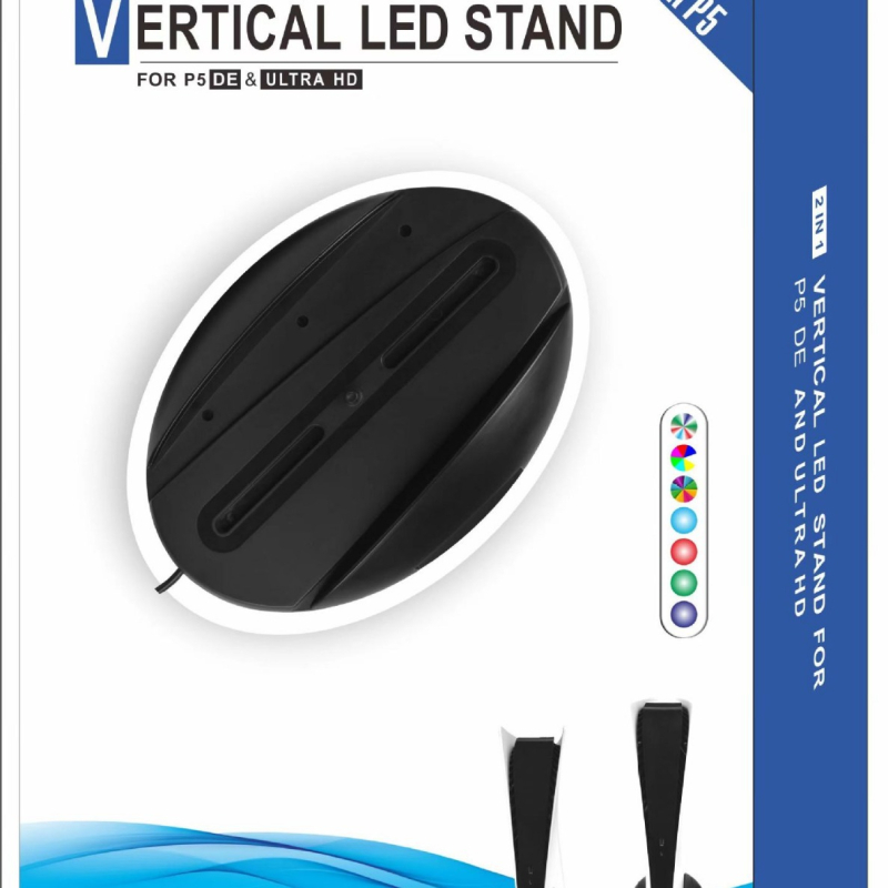 PS5 uspravna držač i rashladna baza – 2-u-1 nosač s RGB osvjetljenjem, USB povezivanje, ABS materijal, kompatibilan s PS5 Digital Edition i verzijom s optičkim pogonom