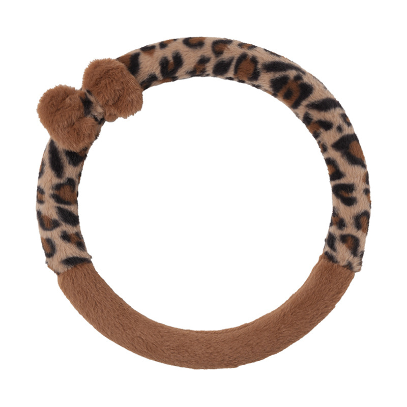 Navlaka za volan s leopardim uzorkom, pliš, toplo zimi, univerzalna kompatibilnost, promjer 38 cm, originalni stil (Materijal: pliš; Promjer: 38 cm; Univerzalna kompatibilnost; Originalni stil)