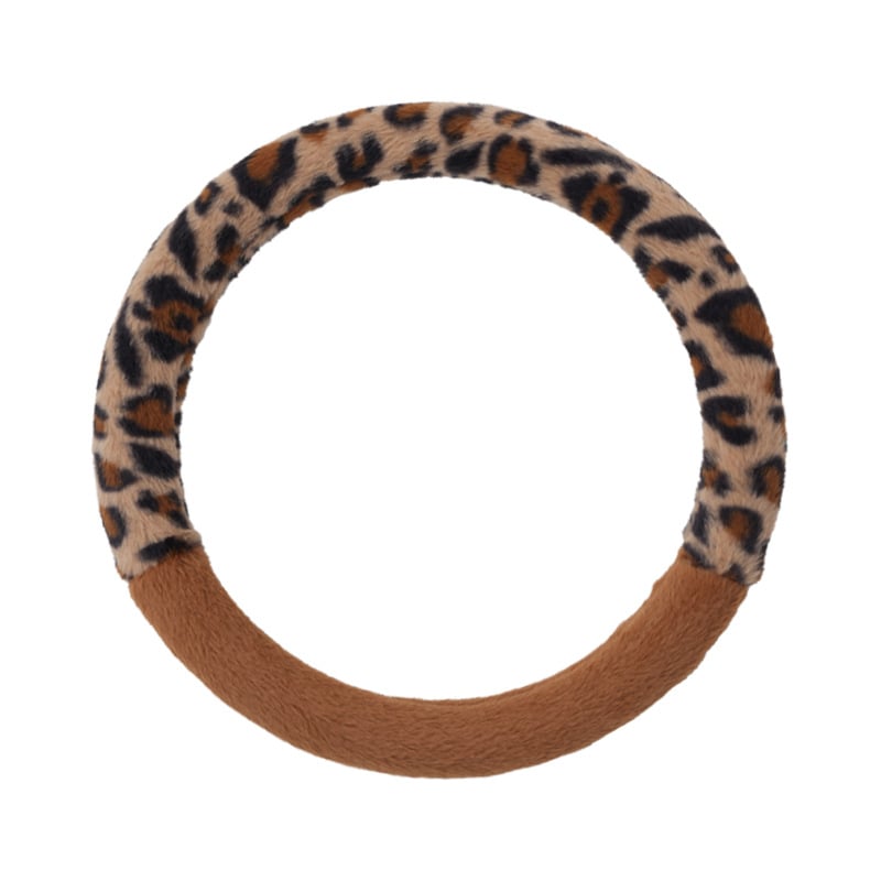 Navlaka za volan s leopardim uzorkom, pliš, toplo zimi, univerzalna kompatibilnost, promjer 38 cm, originalni stil (Materijal: pliš; Promjer: 38 cm; Univerzalna kompatibilnost; Originalni stil)