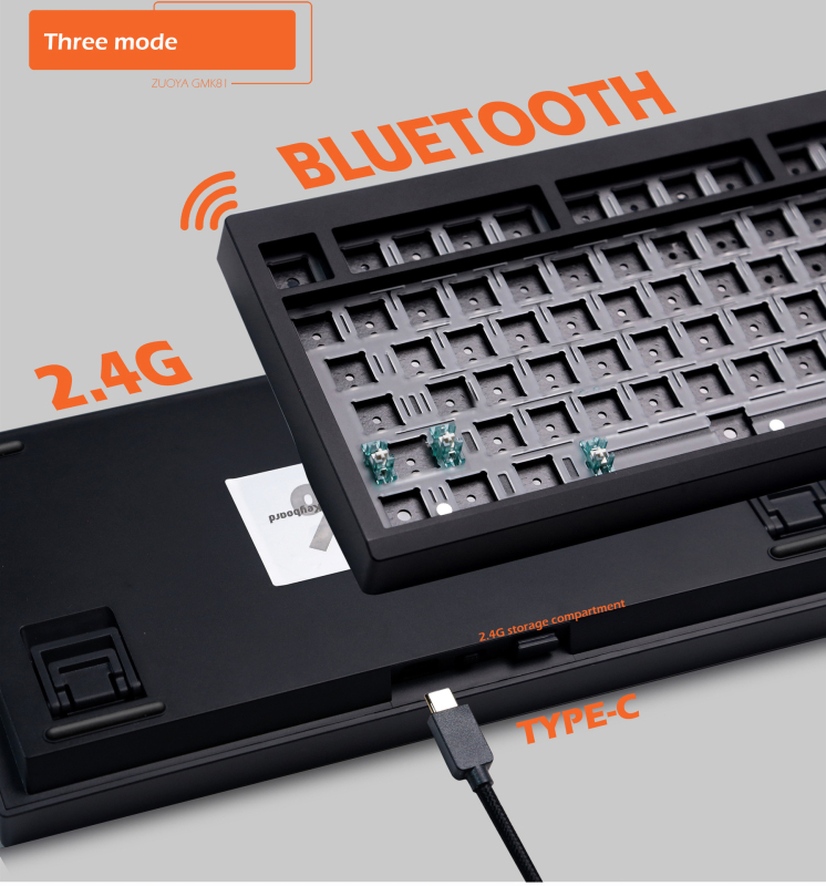 Zuoya GMK81 DIY mehanički skup tipkovnice, hot-swappable, RGB pozadinsko osvjetljenje, Bluetooth, do 87 tipki