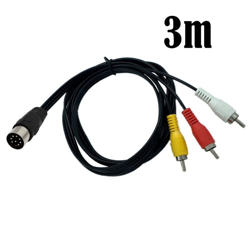 DIN-8 пинов мъжки към 3× RCA мъжки адаптер кабел за аудио оборудване