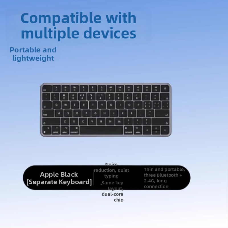 Безжична клавиатура Bluetooth с двойен режим за таблети и лаптопи, тиха, компактна, силиконова, ергономична, 98+ клавиши