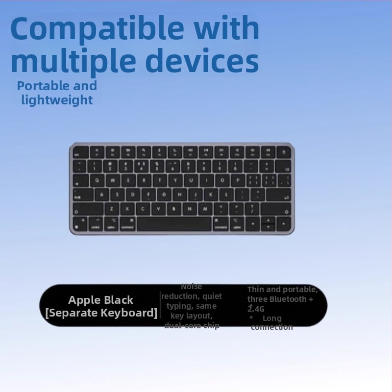 Безжична клавиатура Bluetooth с двойен режим за таблети и лаптопи, тиха, компактна, силиконова, ергономична, 98+ клавиши