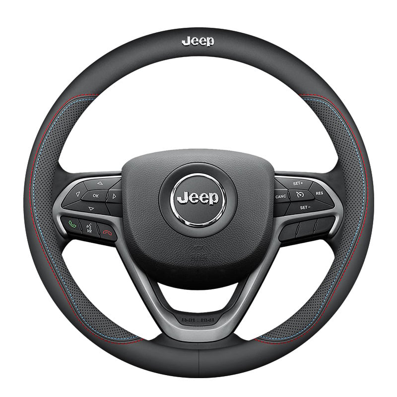 Husă din piele pentru volan Jeep, stil matur, pentru patru sezoane, material: piele artificială, montaj: pentru mașini speciale