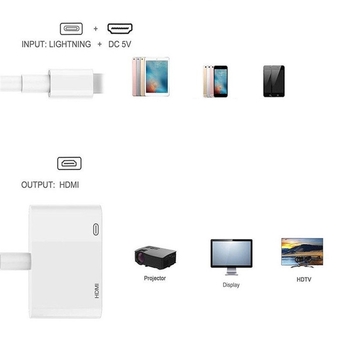 Adaptor Lightning la HDMI pentru iPhone | Interfață HDMI, conductor din cupru, lungime 16 cm, greutate 30 g