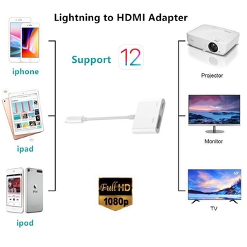 Adaptor Lightning la HDMI pentru iPhone | Interfață HDMI, conductor din cupru, lungime 16 cm, greutate 30 g