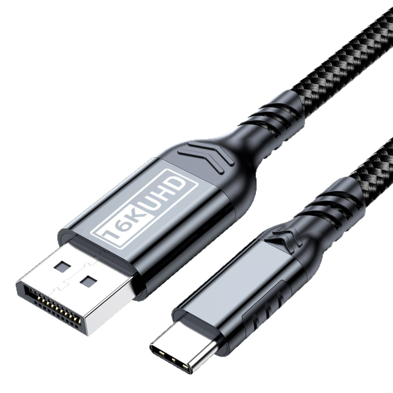 Type-C na DP 2.1 adapter kabel, 16K@60Hz, 80Gbps, aluminijsko kućište s najlonskom mrežom, VL103 čip