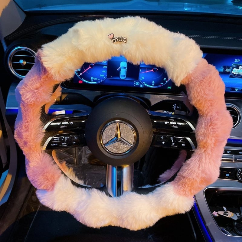 Navlaka za volan automobila, pliš materijal, sladak stil, zimska upotreba, univerzalna prilagodba