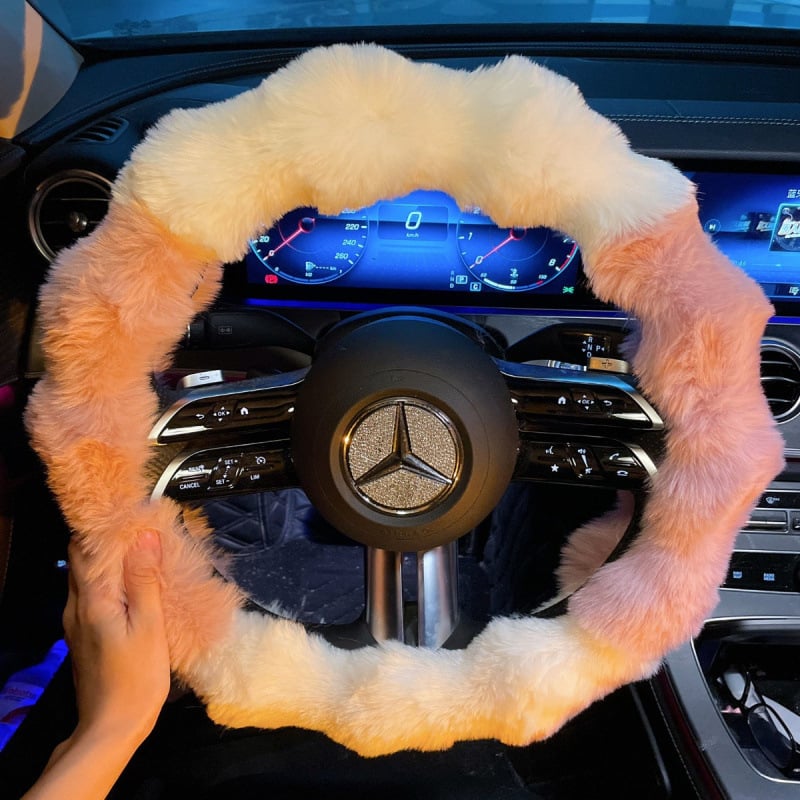 Navlaka za volan automobila, pliš materijal, sladak stil, zimska upotreba, univerzalna prilagodba