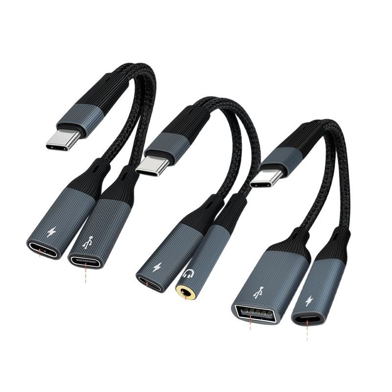 Adaptor Type-C OTG cu două porturi, încărcare și convertor USB 2-in-1, model 002, compatibilitate generală