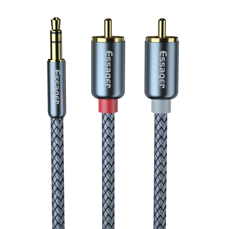 3,5 mm na dualni RCA audio adapter (zlatni konektori; jezgro kabla od aluminijske legure; ROHS; model EYPZJ-MY)