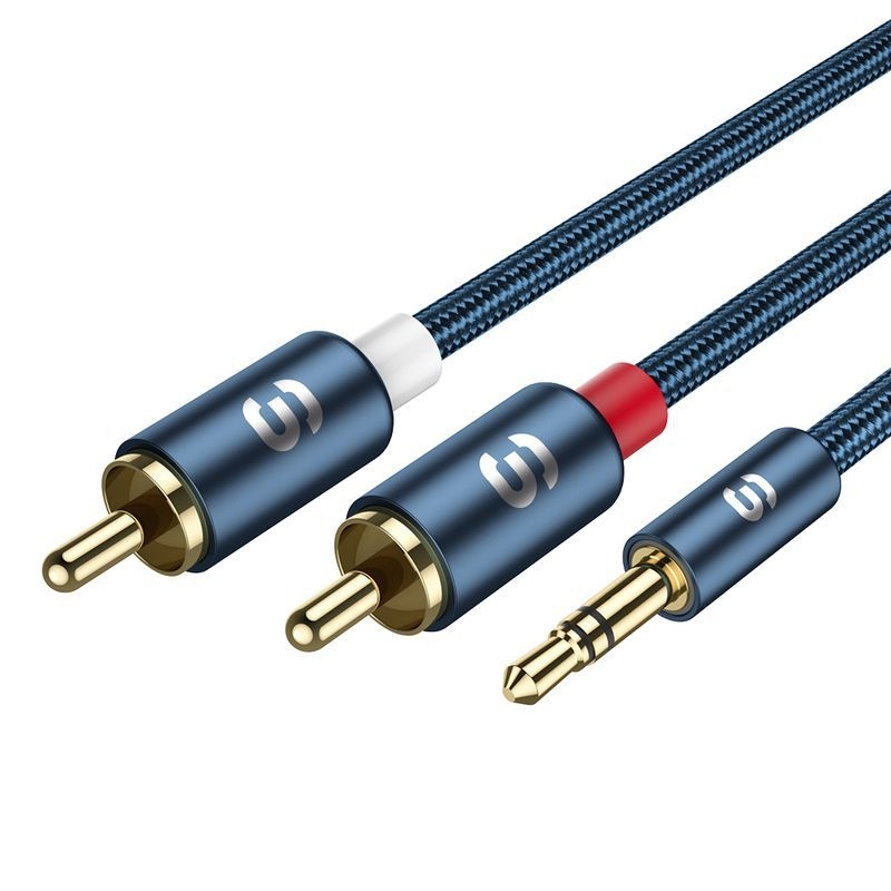 3,5 mm na dualni RCA audio adapter (zlatni konektori; jezgro kabla od aluminijske legure; ROHS; model EYPZJ-MY)