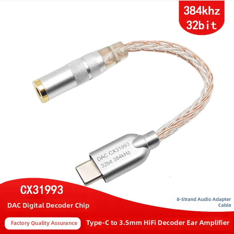Type-C na 3,5 mm DAC adapter za slušalice LC-0001, CX31993 DAC čip, bakreni vodovi s premazom srebra