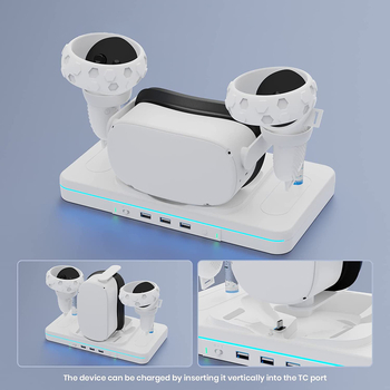 Βάση Φόρτισης Oculus Quest 2/3 με RGB φωτισμό και αποθήκευση χειριστηρίων (USB, ABS, Μοντέλο JYS-OC006)