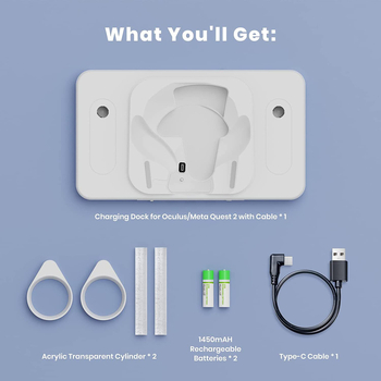 Βάση Φόρτισης Oculus Quest 2/3 με RGB φωτισμό και αποθήκευση χειριστηρίων (USB, ABS, Μοντέλο JYS-OC006)