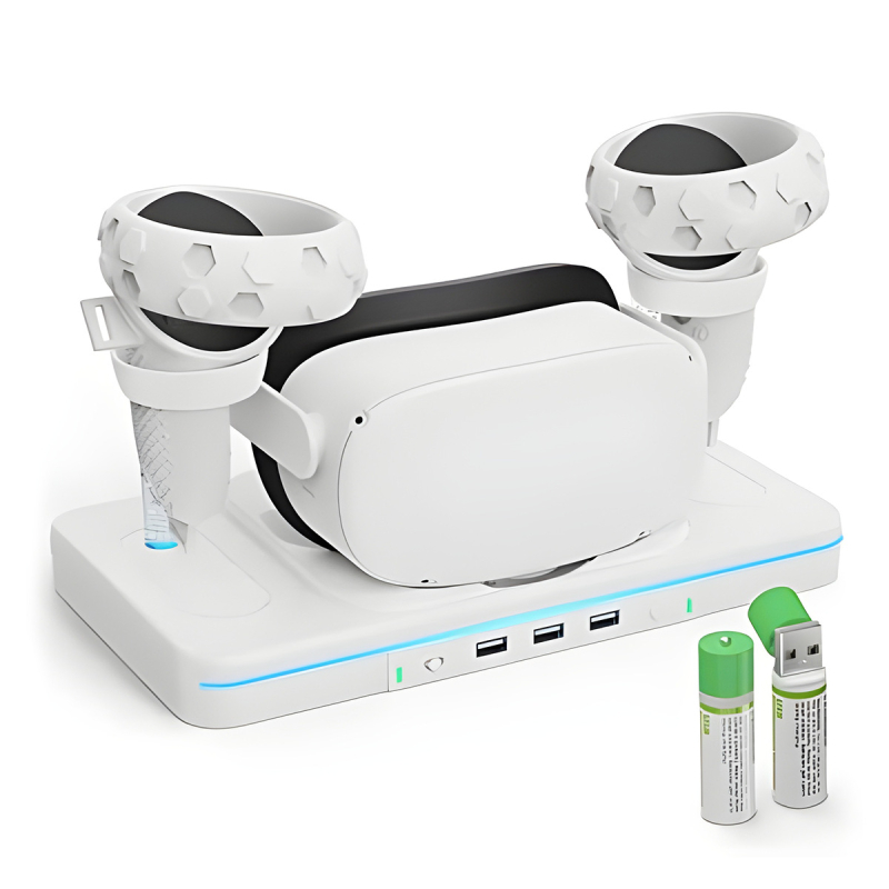 Βάση Φόρτισης Oculus Quest 2/3 με RGB φωτισμό και αποθήκευση χειριστηρίων (USB, ABS, Μοντέλο JYS-OC006)