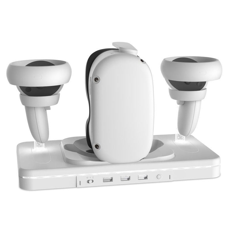 Βάση Φόρτισης Oculus Quest 2/3 με RGB φωτισμό και αποθήκευση χειριστηρίων (USB, ABS, Μοντέλο JYS-OC006)