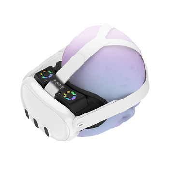 VR rashladni ventil za Meta Quest 3 s RGB svjetlima i maskom za zatamnjivanje — ABS kućište, USB-C sučelje, 178 g, uključuje RGB kućicu za hlađenje naoala, spužastu podlogu, masku za nos, kabel za napajanje
