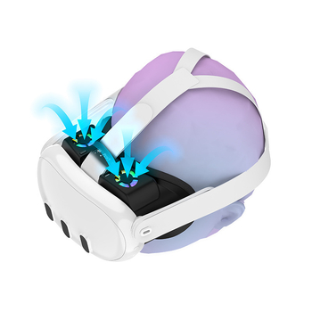 VR rashladni ventil za Meta Quest 3 s RGB svjetlima i maskom za zatamnjivanje — ABS kućište, USB-C sučelje, 178 g, uključuje RGB kućicu za hlađenje naoala, spužastu podlogu, masku za nos, kabel za napajanje