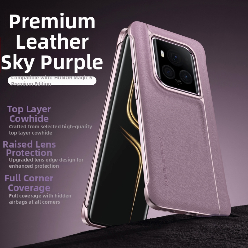 Carcasă pentru telefon pentru Honor Magic6 Zhizhen — piele naturală, ultra-subțire, fără ramă, protecție anti-cădere, disipare căldură, anti-amprentă