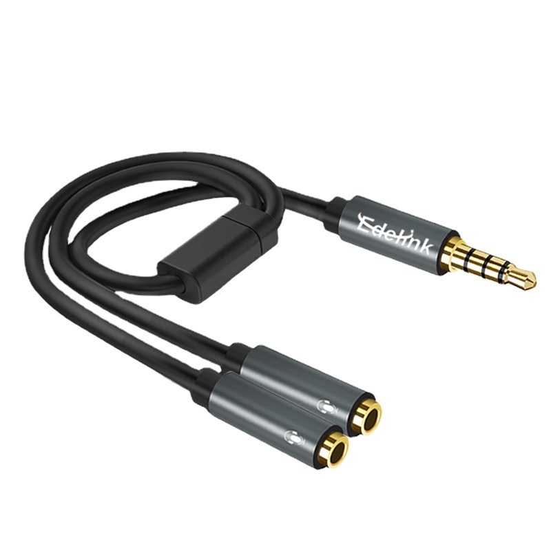Audio splitter kabel 1–2, binauralni, s jezgrom tin-ovano bakrene žice i vodovima od bakra bez kisika, zlatni utikač