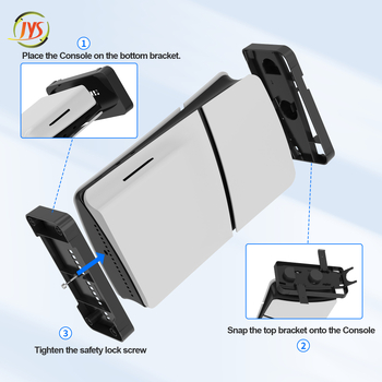 JYS PS5 Slim stolný horizontálny stojan s uložením konzoly, háčikom na slúchadlá a VR úložiskom — Model JYS-P5178, Typ-C rozhranie