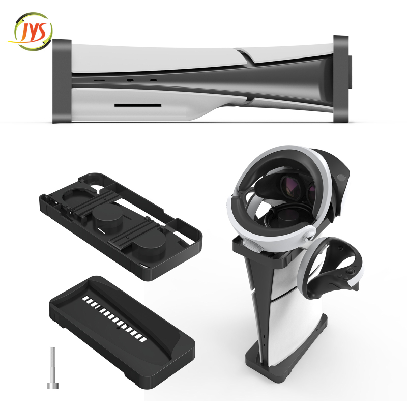 JYS PS5 Slim stolný horizontálny stojan s uložením konzoly, háčikom na slúchadlá a VR úložiskom — Model JYS-P5178, Typ-C rozhranie