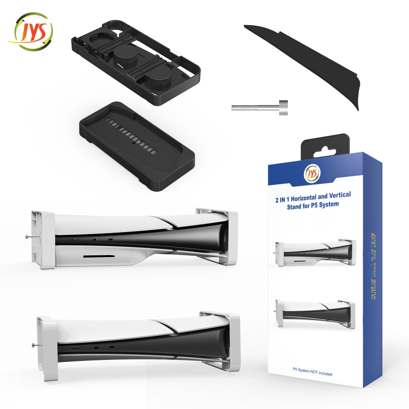 JYS PS5 Slim stolný horizontálny stojan s uložením konzoly, háčikom na slúchadlá a VR úložiskom — Model JYS-P5178, Typ-C rozhranie
