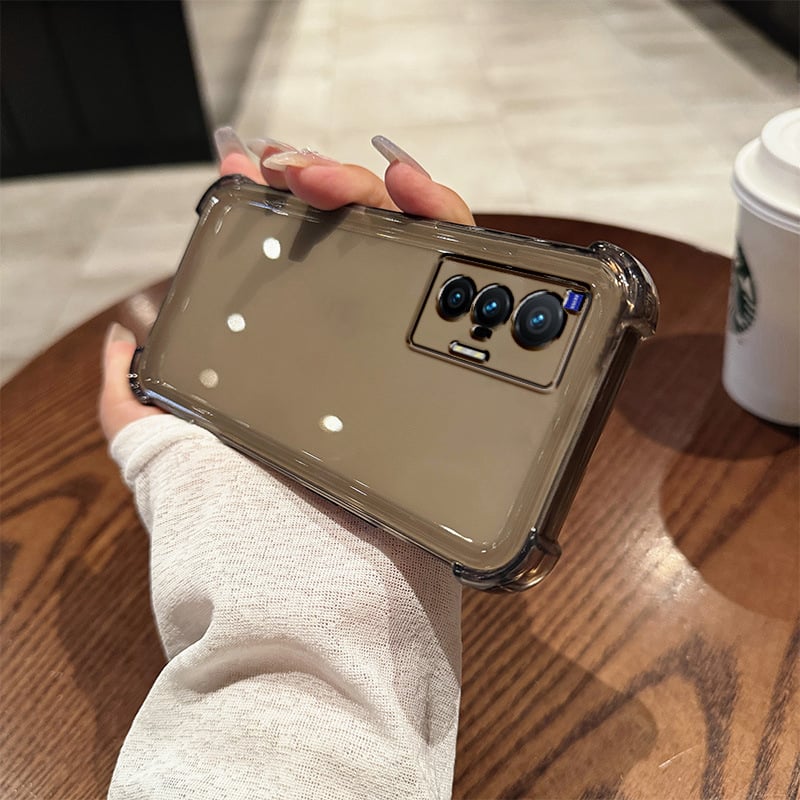 Θήκη τηλεφώνου, διαφανής σιλικόνη, τετραγωνικοί αερόσακοι στις γωνίες, προστασία από πτώσεις, μινιμαλιστικό στυλ