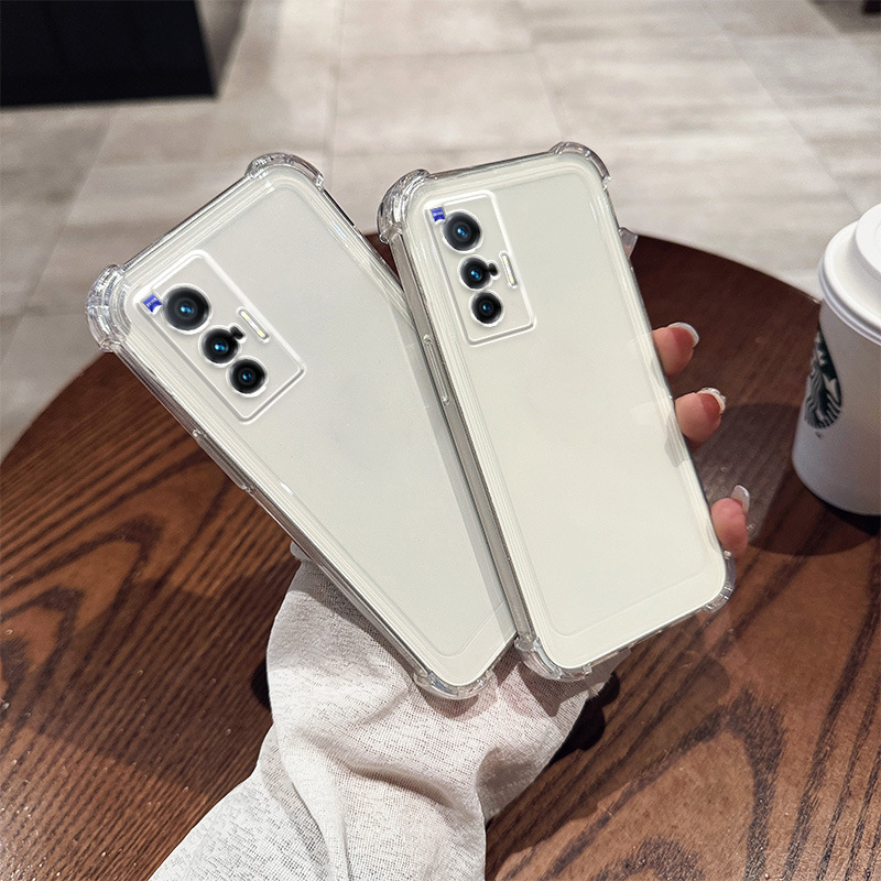 Θήκη τηλεφώνου, διαφανής σιλικόνη, τετραγωνικοί αερόσακοι στις γωνίες, προστασία από πτώσεις, μινιμαλιστικό στυλ