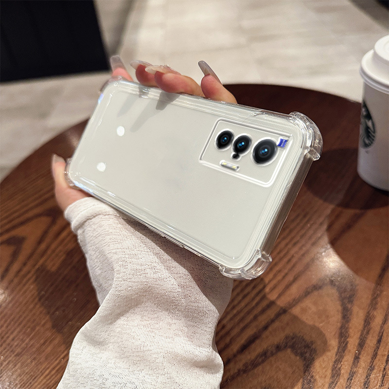 Θήκη τηλεφώνου, διαφανής σιλικόνη, τετραγωνικοί αερόσακοι στις γωνίες, προστασία από πτώσεις, μινιμαλιστικό στυλ