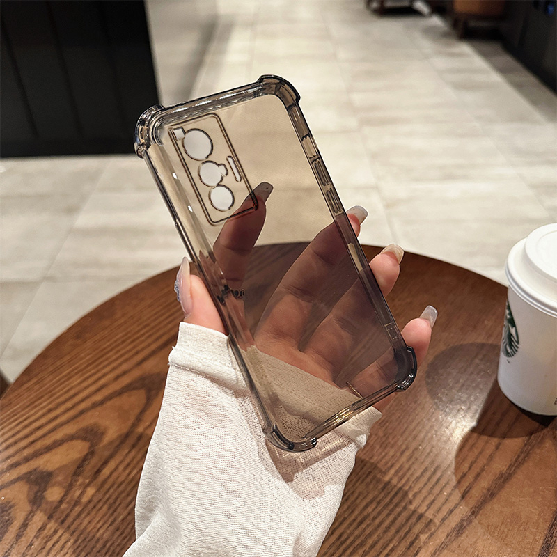 Θήκη τηλεφώνου, διαφανής σιλικόνη, τετραγωνικοί αερόσακοι στις γωνίες, προστασία από πτώσεις, μινιμαλιστικό στυλ