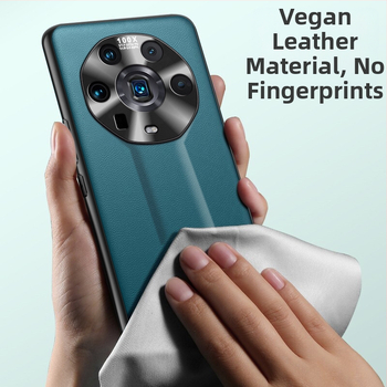 Telefonu lieta Honor Magic4 Ultimate Edition, TPU korpuss ar ādas un zelta iestrādēm, metāla objektīva gredzens, triecienizturīgs, siltuma izkliede