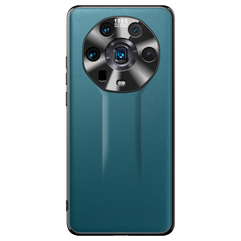 Carcasă de telefon pentru Honor Magic4 Ultimate Edition, TPU cu aspect din piele și finisaj auriu încorporat, inel metalic pentru obiectiv, protecție antișoc, disipare termică