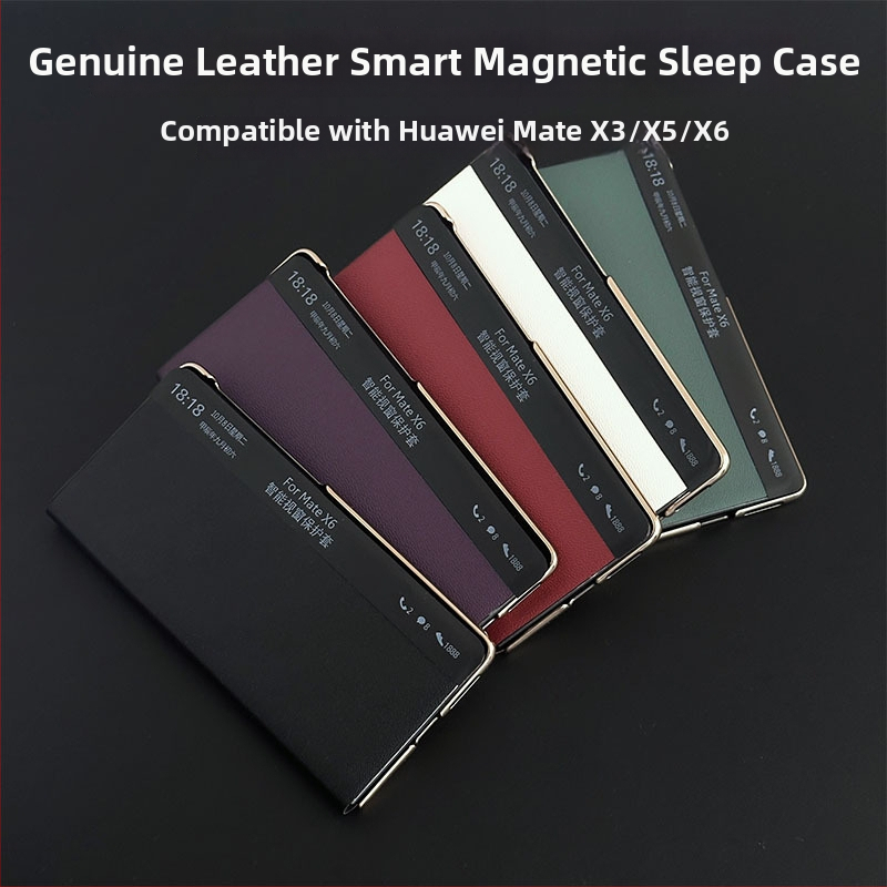 Huawei MateX6 aizsargkalvs ar pilnu kameru aizsardzību, īsta āda, elektrogalvanizēts apdare, izturīgs pret triecieniem un kritieniem, siltuma vadība