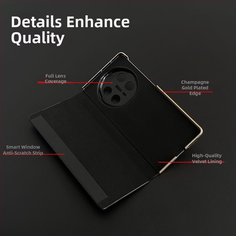 Huawei MateX6 aizsargkalvs ar pilnu kameru aizsardzību, īsta āda, elektrogalvanizēts apdare, izturīgs pret triecieniem un kritieniem, siltuma vadība