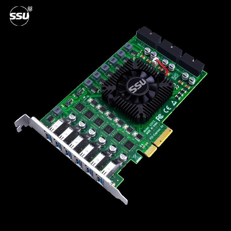 USB 3.0 adapter kartica, 6 kanala, 12 portova, za industrijsku kameru, PCIe na 19-pinski konektor