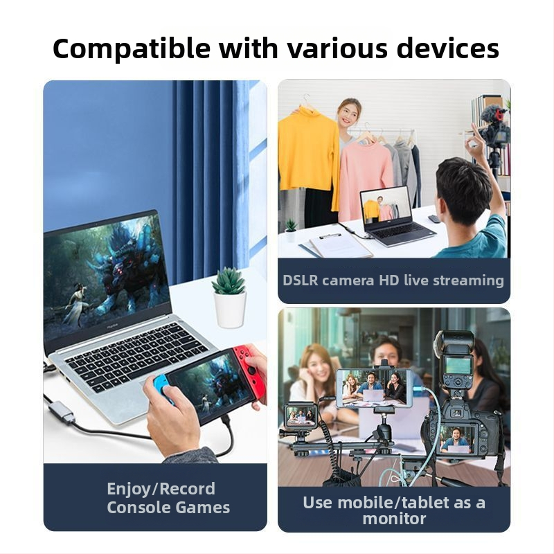 HDMI na Type-C karta na zachytávanie videa, USB 3.0, 4K, pre PC, mobilný telefón a tablet