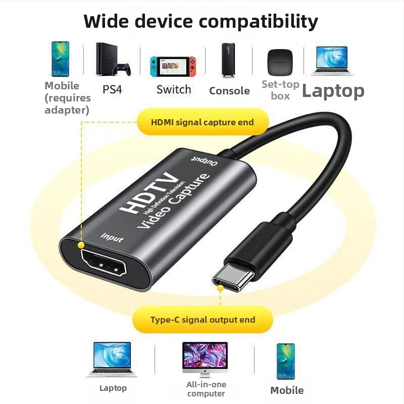 HDMI na Type-C karta na zachytávanie videa, USB 3.0, 4K, pre PC, mobilný telefón a tablet
