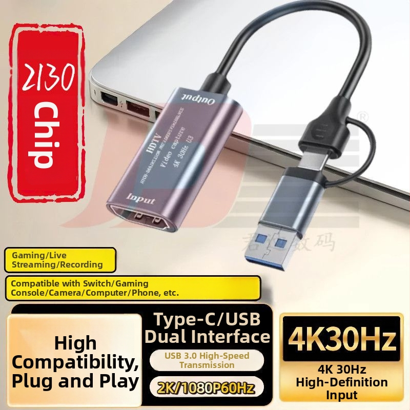 HDMI na Type-C karta na zachytávanie videa, USB 3.0, 4K, pre PC, mobilný telefón a tablet