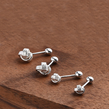 Fülbevaló S999 ezüst, Ruyi csomó, csavaros hátsó, tiszta ezüst, divat OL