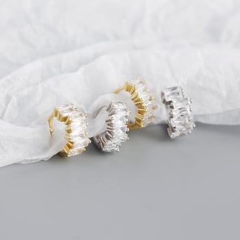 Geometriai téglalap alakú fülbevalók S925 ezüstből, elektroplattázott, Old Money stílus