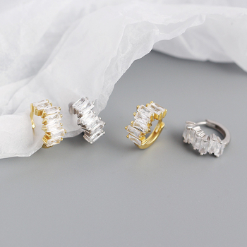 Geometriai téglalap alakú fülbevalók S925 ezüstből, elektroplattázott, Old Money stílus