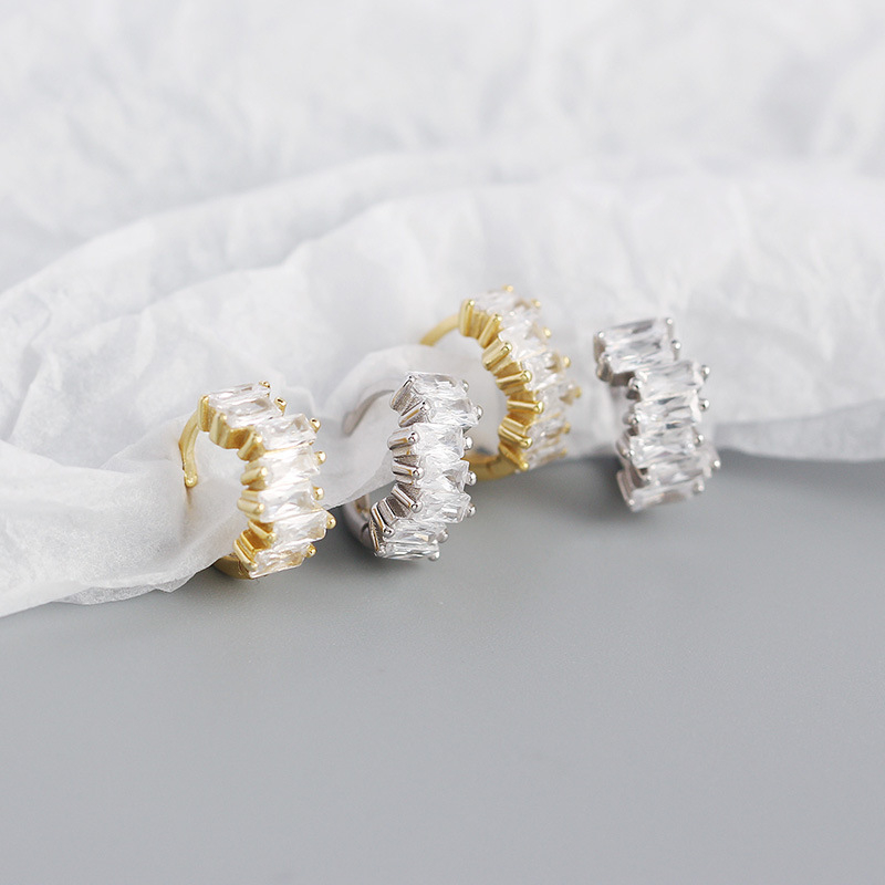 Geometriai téglalap alakú fülbevalók S925 ezüstből, elektroplattázott, Old Money stílus