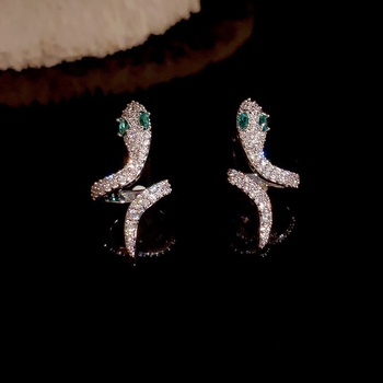 Cercei - în formă de șarpe, din cupru, micro-incrustații, stil european/american, design Animal/Zodiac pentru femei