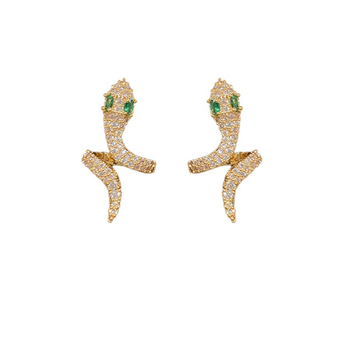 Cercei - în formă de șarpe, din cupru, micro-incrustații, stil european/american, design Animal/Zodiac pentru femei