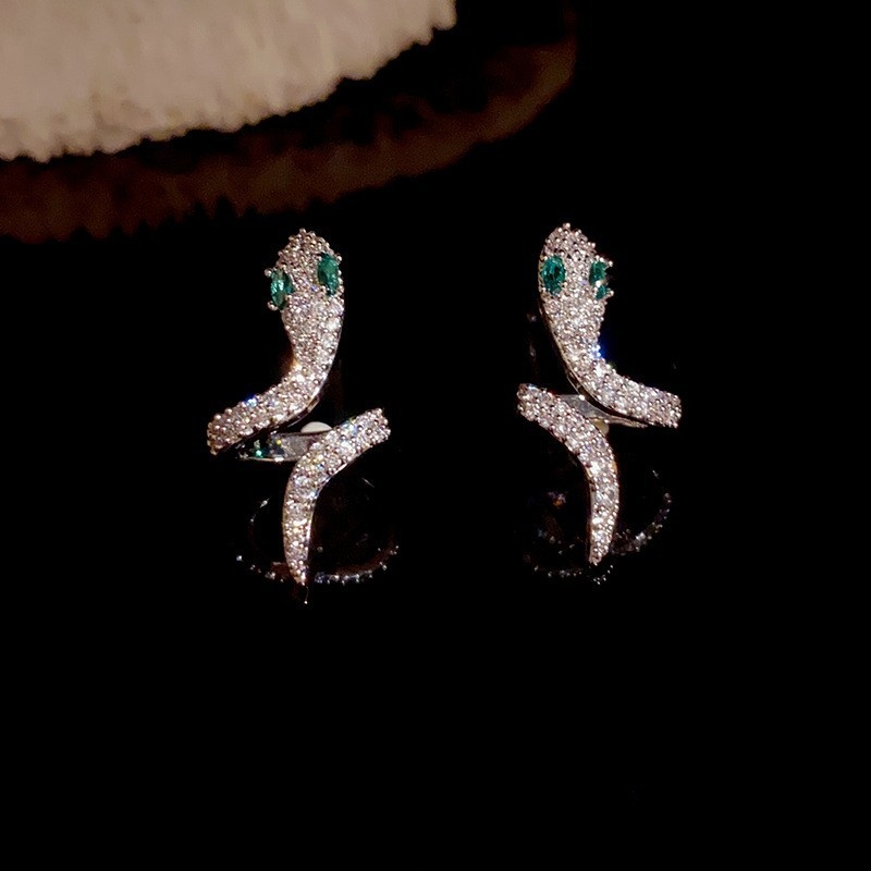Cercei - în formă de șarpe, din cupru, micro-incrustații, stil european/american, design Animal/Zodiac pentru femei