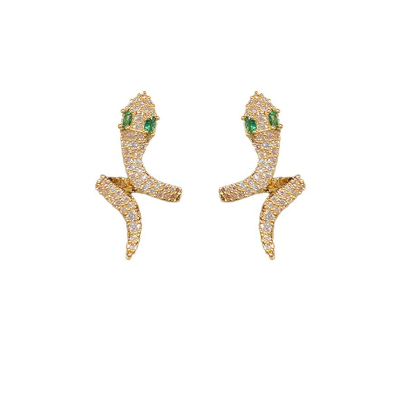 Cercei - în formă de șarpe, din cupru, micro-incrustații, stil european/american, design Animal/Zodiac pentru femei