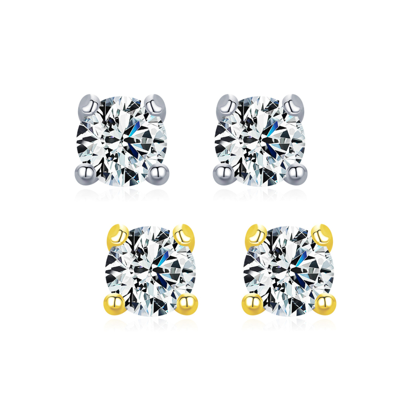 925-ös ezüst fülbevaló moissanittel, antiallergén, geometriai dizájn